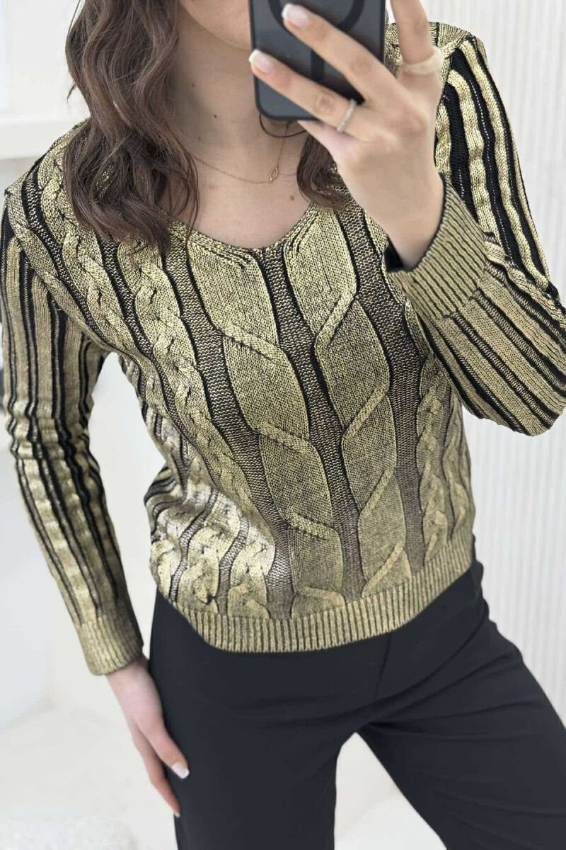 TRIKO ME SHKËLQIM ME THURJE PËR FEMRA NË NGJYRË GOLD - 4