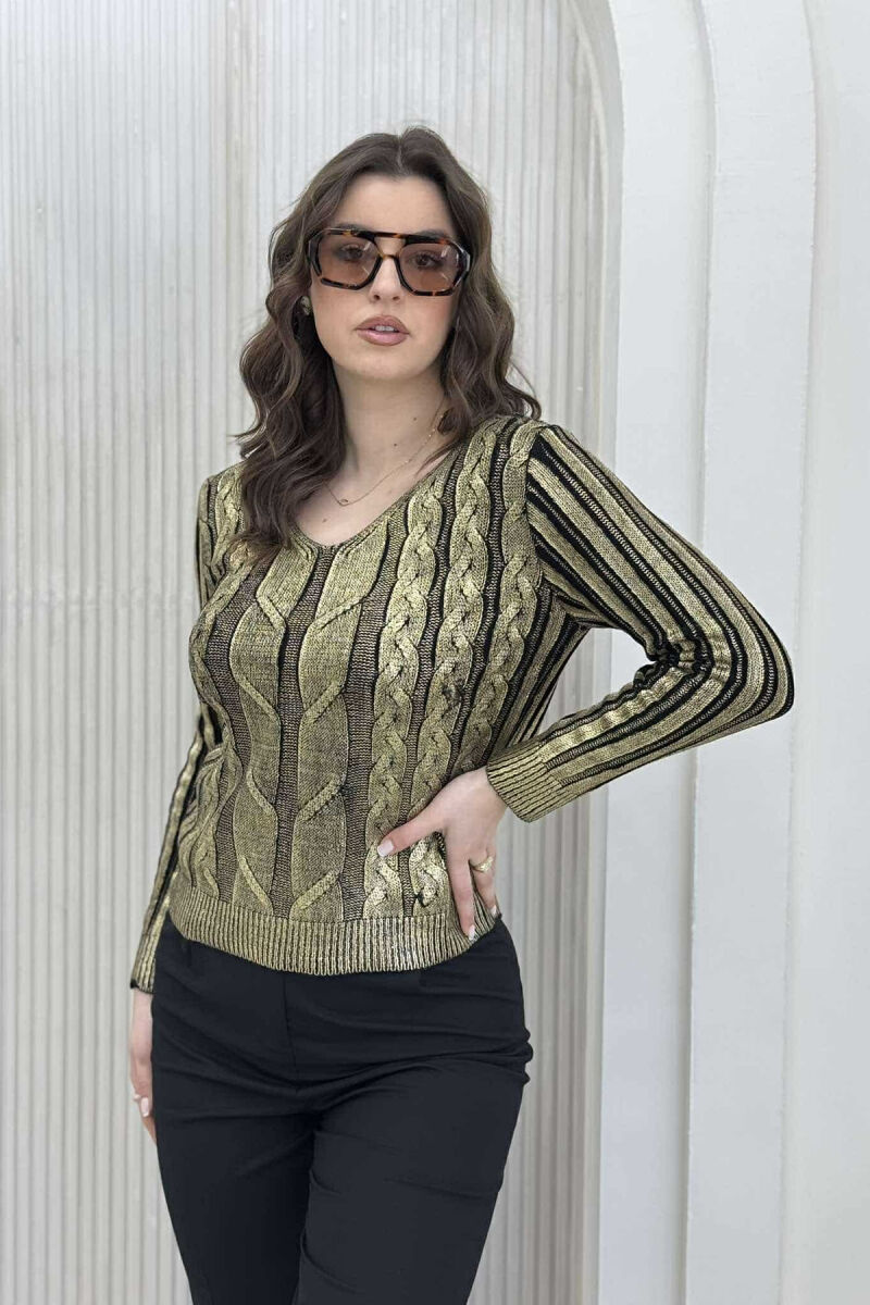 TRIKO ME SHKËLQIM ME THURJE PËR FEMRA NË NGJYRË GOLD - 5