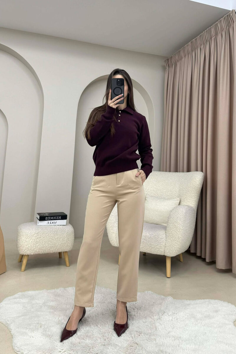 TRIKO ME THURRJE DHE JAKE POLO PER FEMRA NE NGJYRE VISHNJE - 4