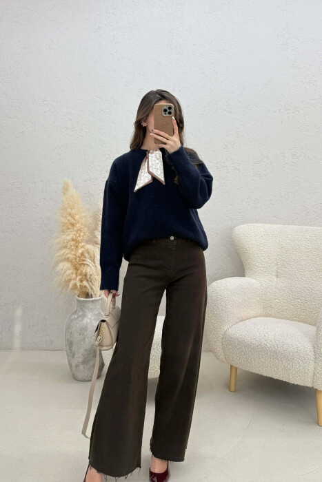 TRIKO NJE NGJYRESHE ME DETAJIN E SHALLIT PER FEMRA NE NGJYRE BLU - 3