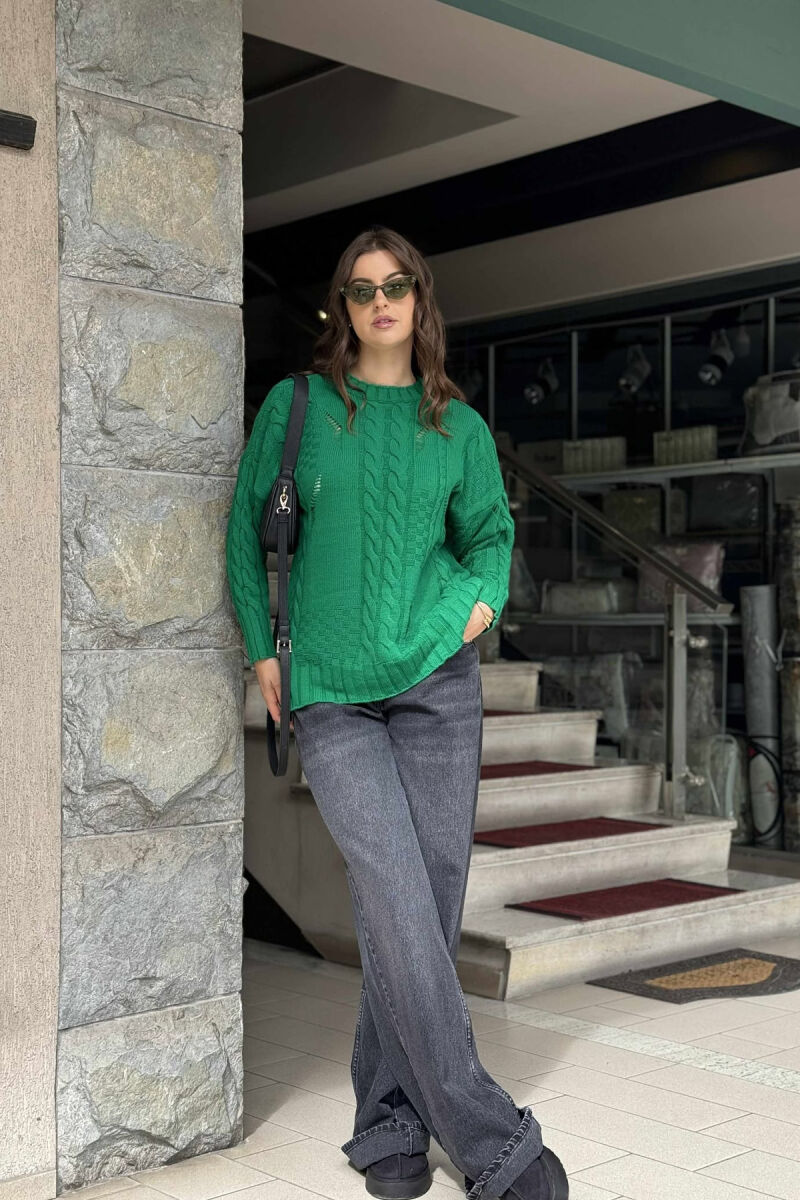 TRIKO NJË NGJYRËSHE ME JAKË TË RRUMBULLAKËT PËR FEMRA NË NGJYRË JESHILE - 2