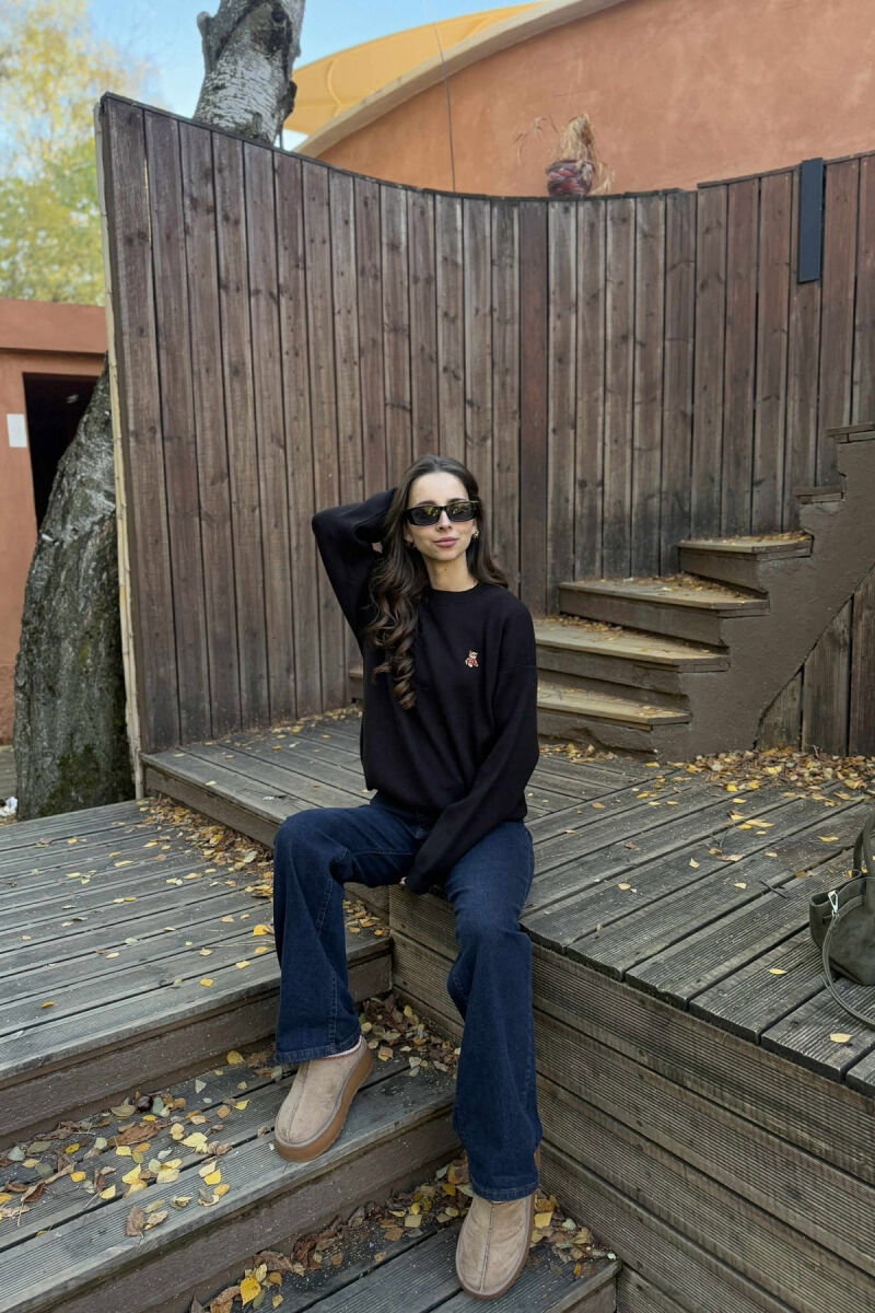 TRIKO NJË NGJYRËSHE ME LOGON E ARUSHIT PËR FEMRA NË NGJYRËN E ZEZË - 4