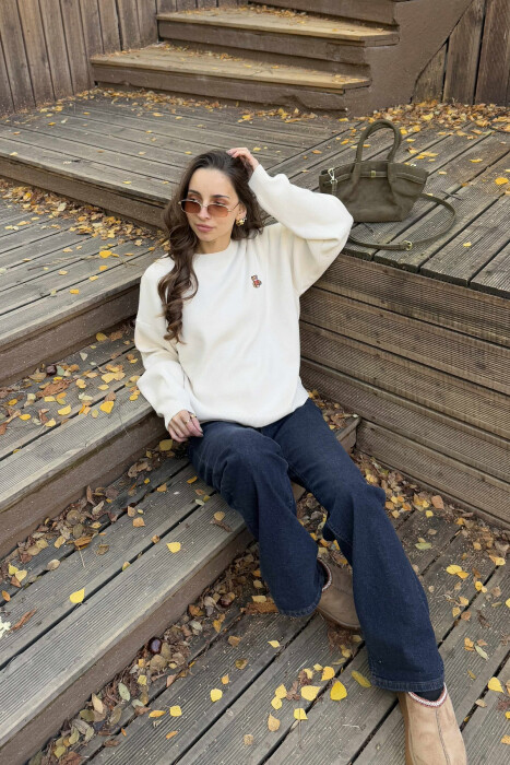 TRIKO NJË NGJYRËSHE ME LOGON E ARUSHIT PËR FEMRA NË NGJYRËN KREM - 3