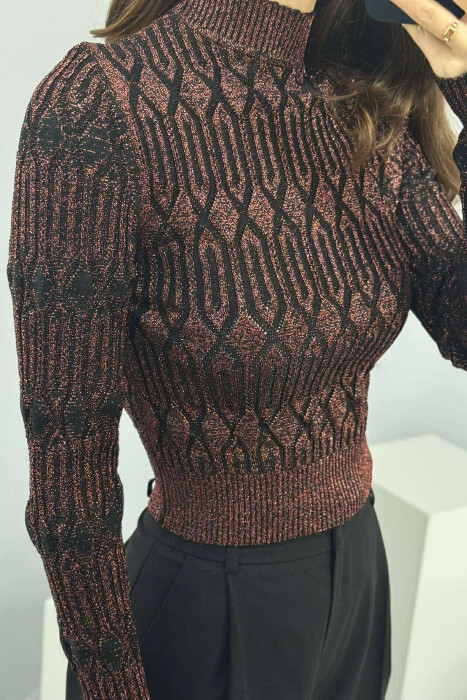 TRIKO NJË NGJYRËSHE ME SHKËLQIM PËR FEMRA NË NGJYRËN BRONX - 3