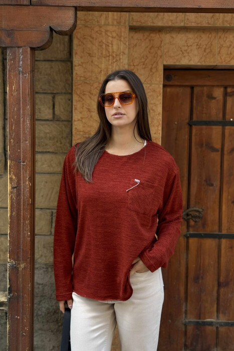 TRIKO NJËNGJYRËSHE ME DETAJIN E XHEPIT PËR FEMRA NË NGJYRËN TULLË - 2