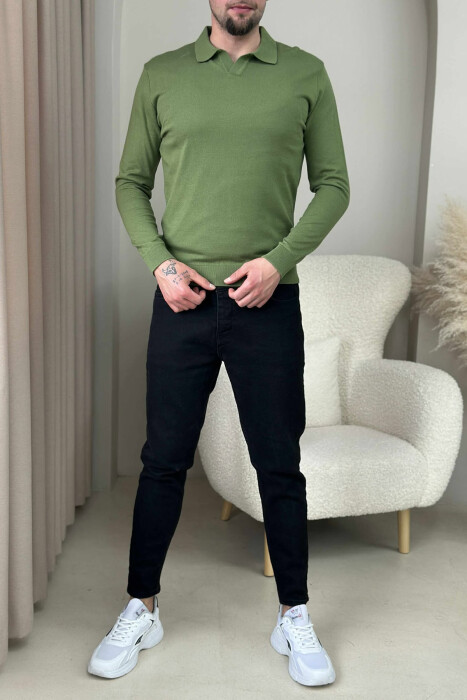 TRIKO NJËNGJYRËSHE ME JAKË POLO PËR MESHKUJ NË NGJYRËN JESHILE - 1