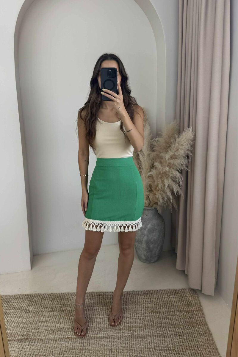 TRIMMED END ONE COLOR WOMEN SKIRT GREEN/JESHILE - 2