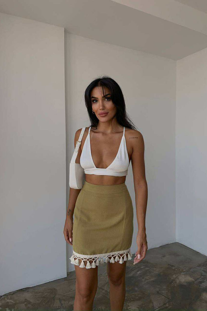 TRIMMED END ONE COLOR WOMEN SKIRT OLIVE/ULLI - 1