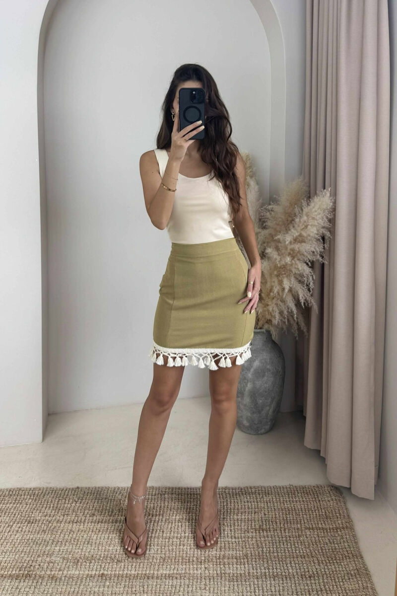 TRIMMED END ONE COLOR WOMEN SKIRT OLIVE/ULLI - 3