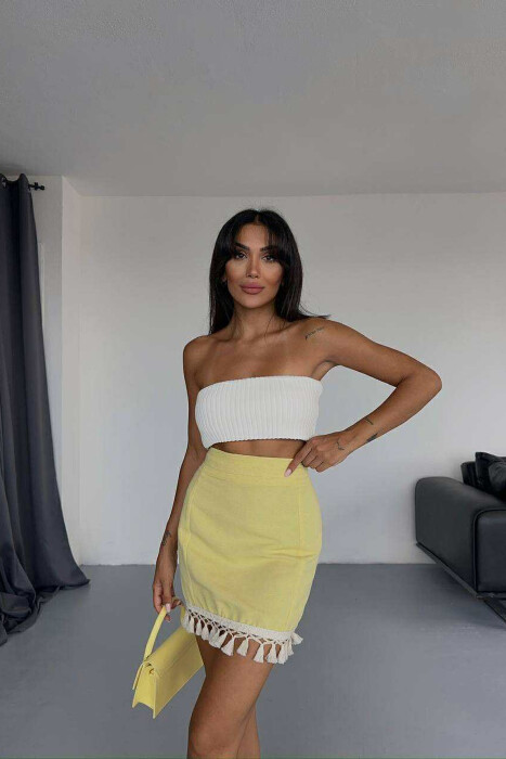 TRIMMED END ONE COLOR WOMEN SKIRT YELLOW/E VERDHE 