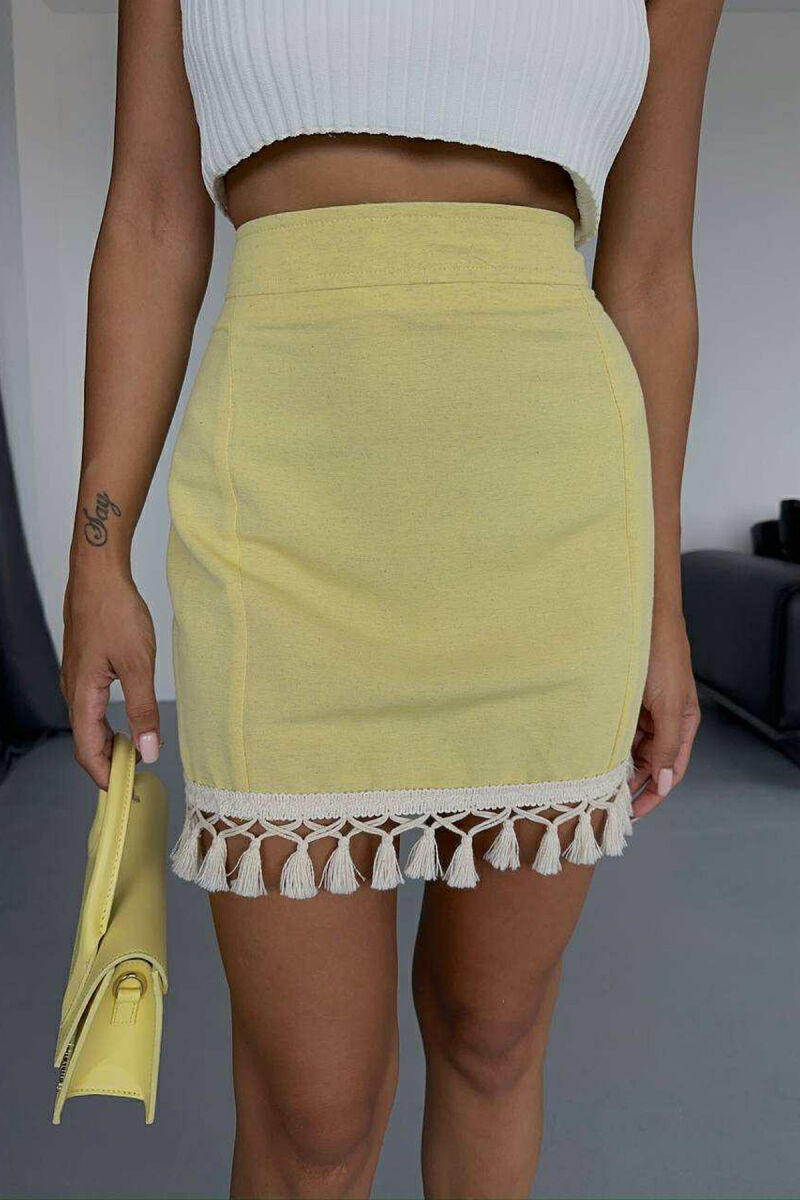 TRIMMED END ONE COLOR WOMEN SKIRT YELLOW/E VERDHE - 2