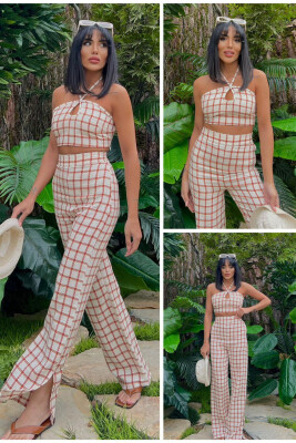 TROUSER+CROP SQUARE WOMAN SET ORANGE/PORTOKALLI 