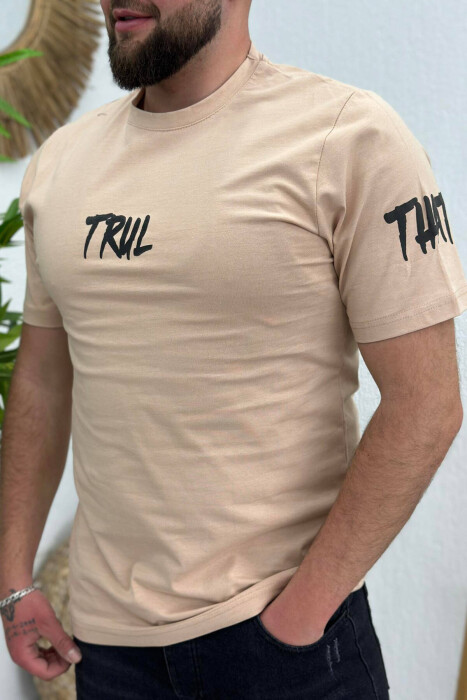 TRUL COTTON MEN T-SHIRT BEIGE/BEZHE - 3