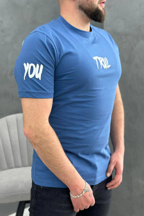 TRUL COTTON MEN T-SHIRT BLUE/BLU - 3