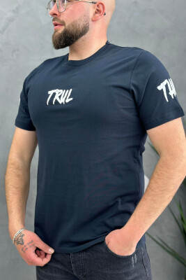 TRUL COTTON MEN T-SHIRT DARK BLUE/BEE 