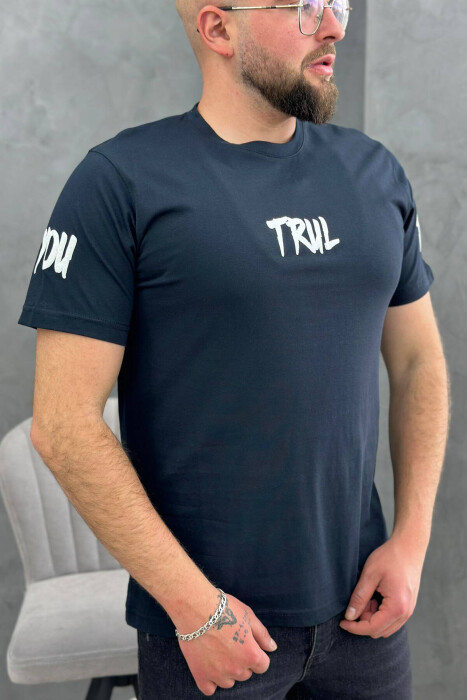 TRUL COTTON MEN T-SHIRT DARK BLUE/BEE - 2