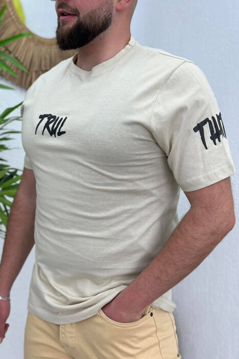 TRUL COTTON MEN T-SHIRT LIGHT BEIGE/BZHZB - 2