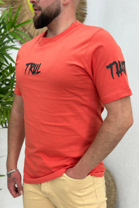 TRUL COTTON MEN T-SHIRT ORANGE/PORTOKALLI - 2