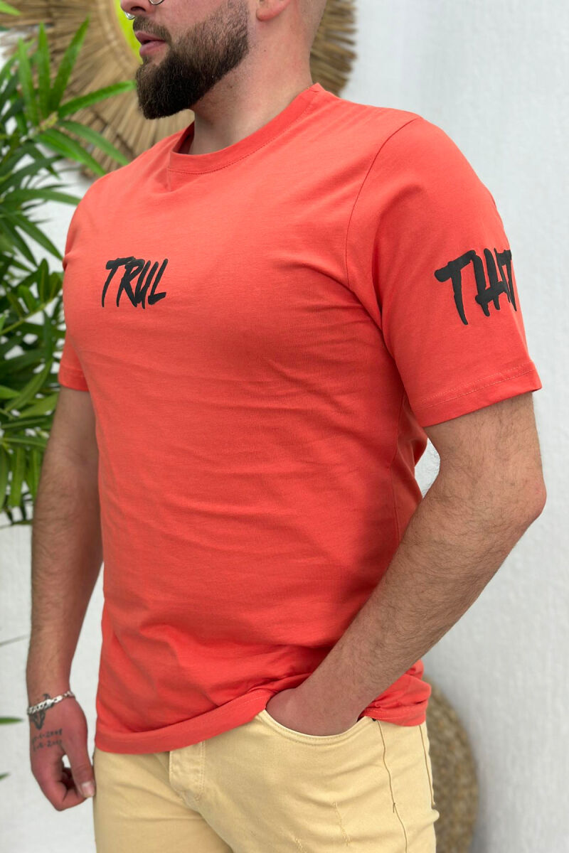 TRUL COTTON MEN T-SHIRT ORANGE/PORTOKALLI - 2