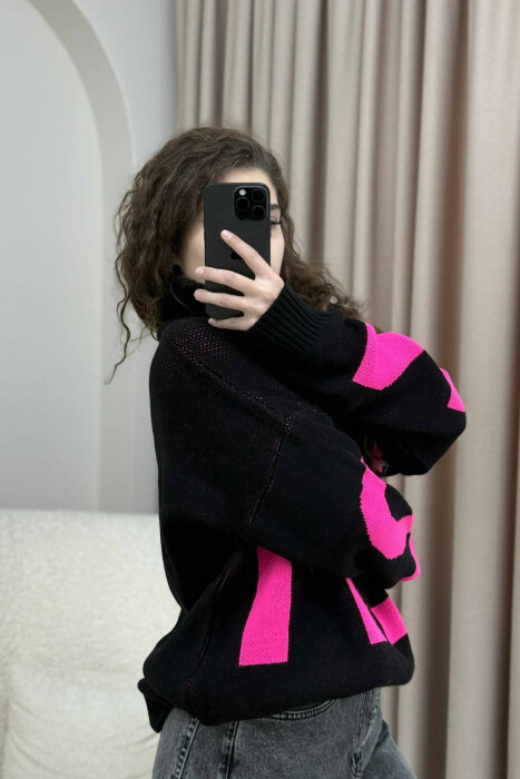 TURTLE NECK 2M WRITTING WOMEN SWEATER BLACK/ E ZEZE - 5