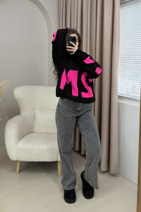 TURTLE NECK 2M WRITTING WOMEN SWEATER BLACK/ E ZEZE 