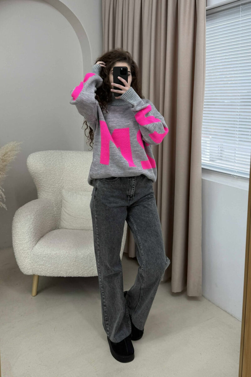 TURTLE NECK 2M WRITTING WOMEN SWEATER GREY/GRI - 1