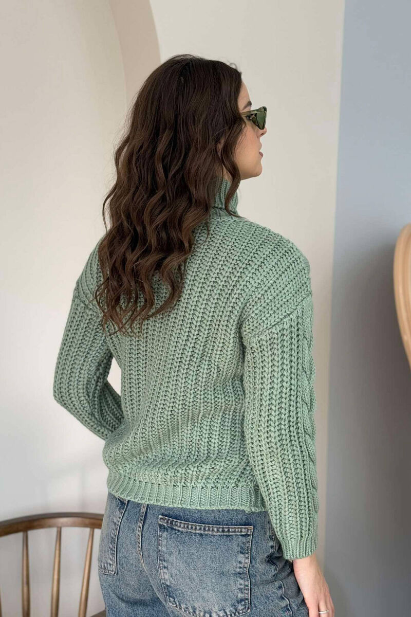 TURTLE NECK KNITTED WOMEN SWEATER MINT/MENTE - 2