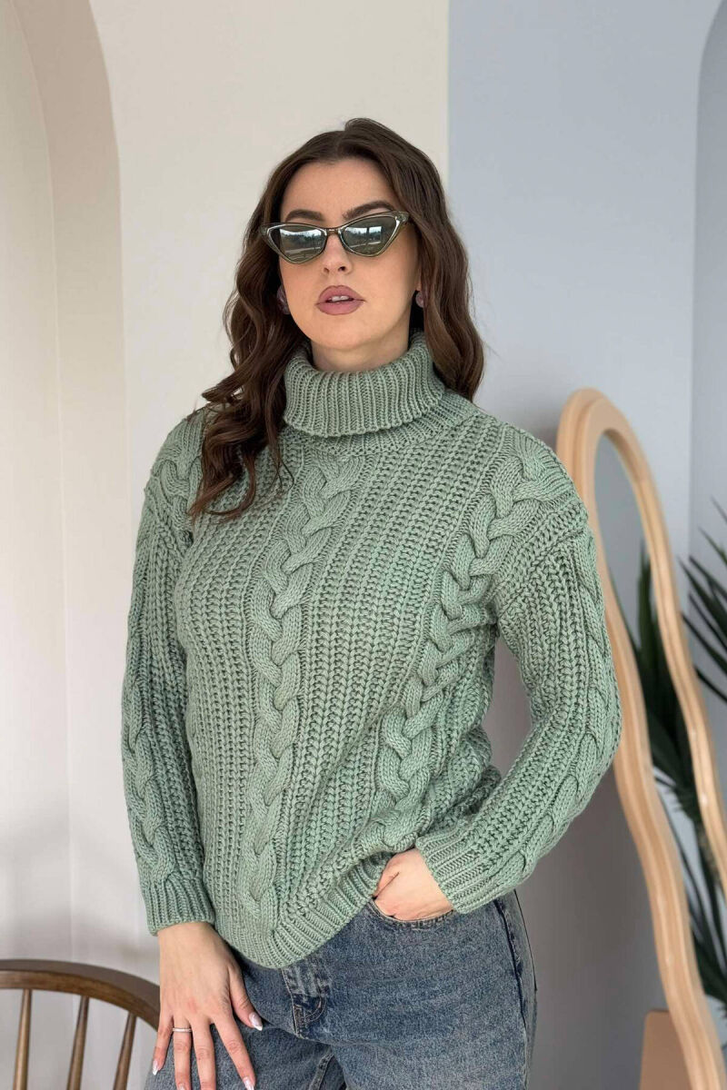 TURTLE NECK KNITTED WOMEN SWEATER MINT/MENTE - 3