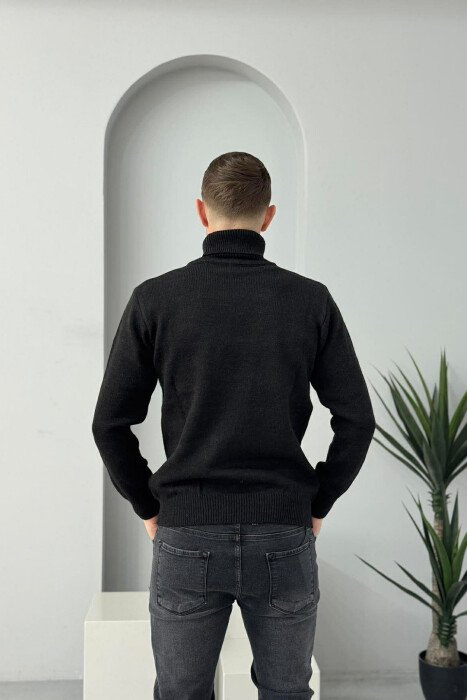 TURTLE NECK ONE COLOR MEN SWEATER BLACK/ E ZEZE - 4