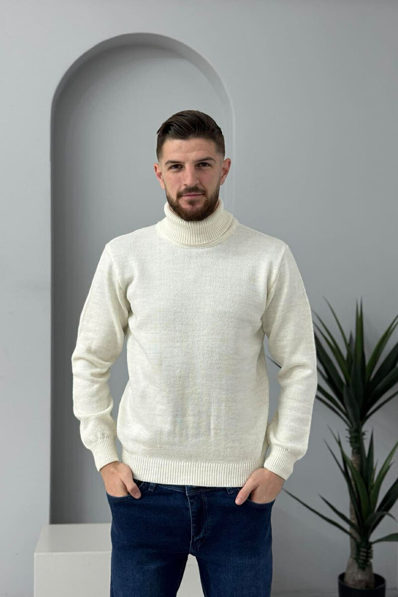TURTLE NECK ONE COLOR MEN SWEATER CREAM/KREM - 2