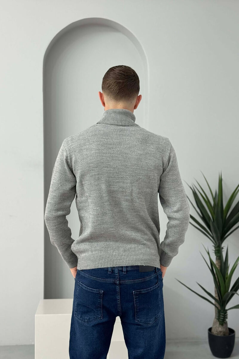 TURTLE NECK ONE COLOR MEN SWEATER GREY/GRI - 3