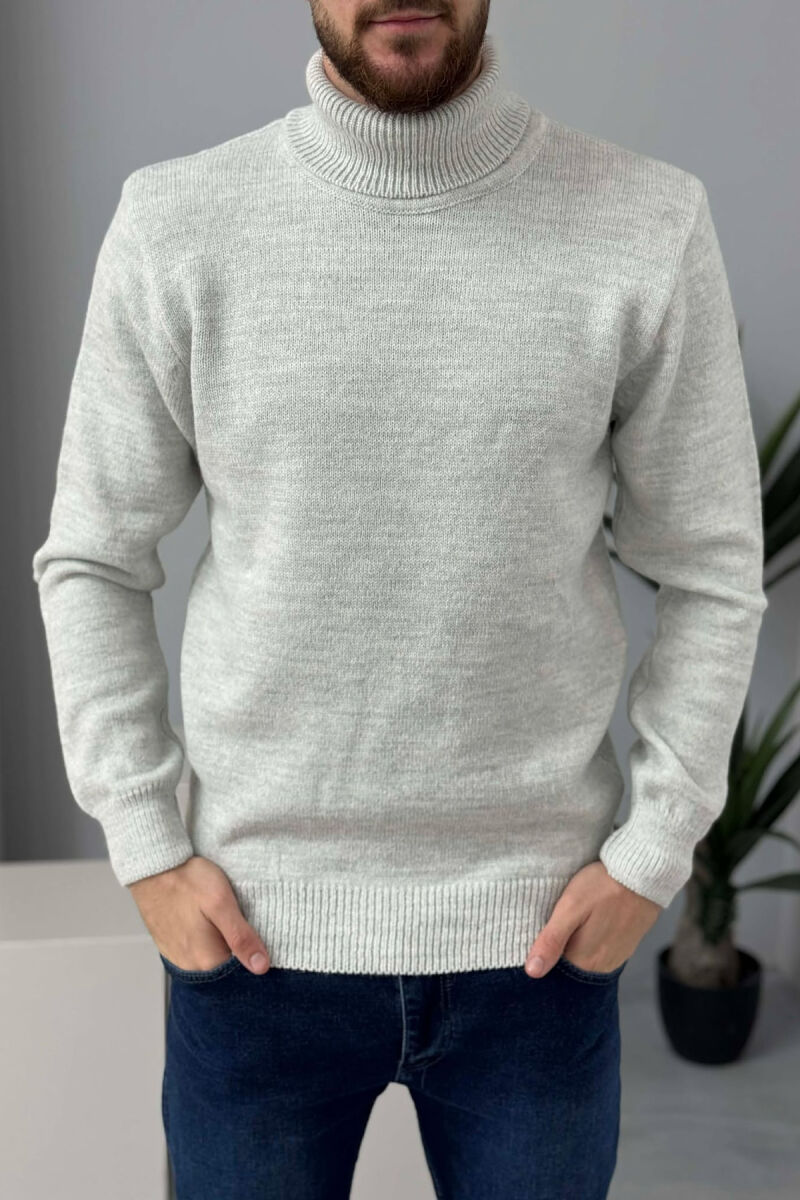 TURTLE NECK ONE COLOR MEN SWEATER LIGHT GREY/GZ - 2