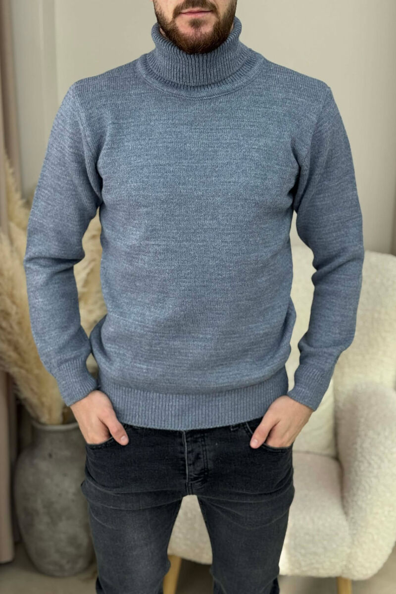 TURTLE NECK ONE COLOR MEN SWEATER LIGHTBLUE/BZ - 3
