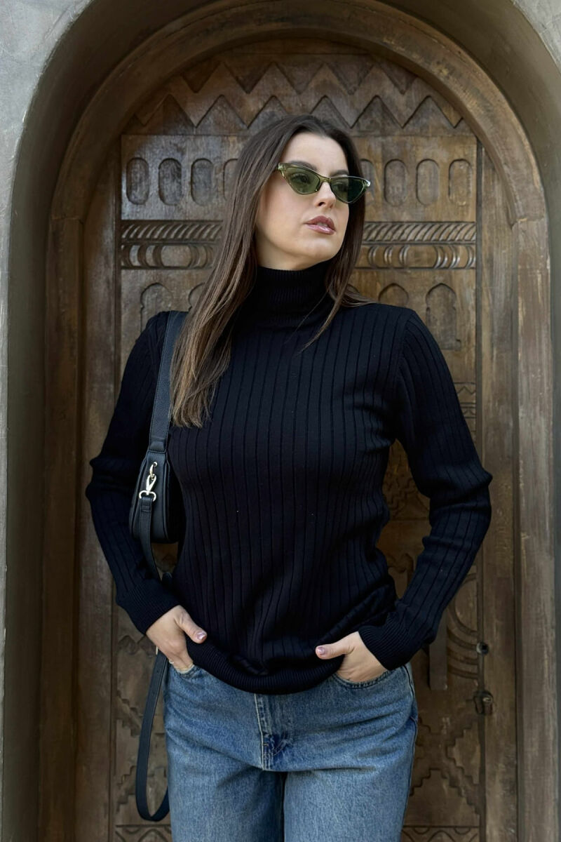 TURTLE NECK ONE COLOR WOMEN SWEATSHIRT BLACK/ E ZEZE - 3