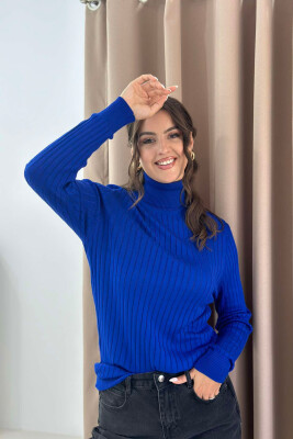 TURTLE NECK ONE COLOR WOMEN SWEATSHIRT BLUE/BLU 