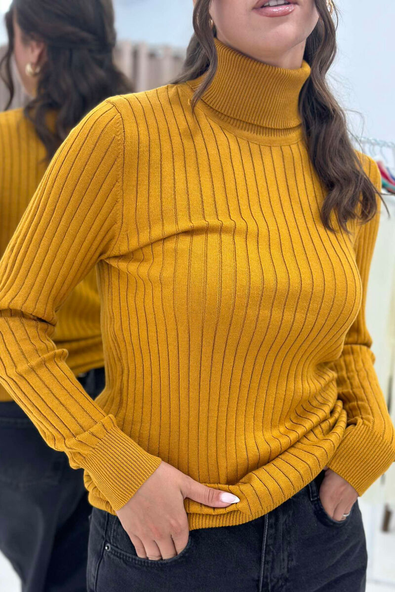 TURTLE NECK ONE COLOR WOMEN SWEATSHIRT MUSTARD/MUSTARDE - 2