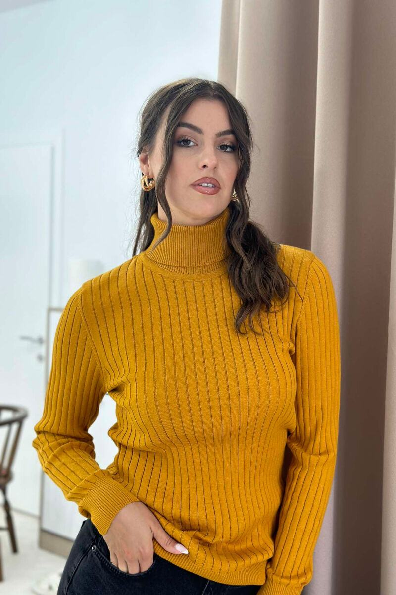 TURTLE NECK ONE COLOR WOMEN SWEATSHIRT MUSTARD/MUSTARDE - 3