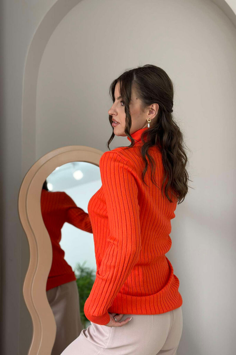 TURTLE NECK ONE COLOR WOMEN SWEATSHIRT ORANGE/PORTOKALLI - 2