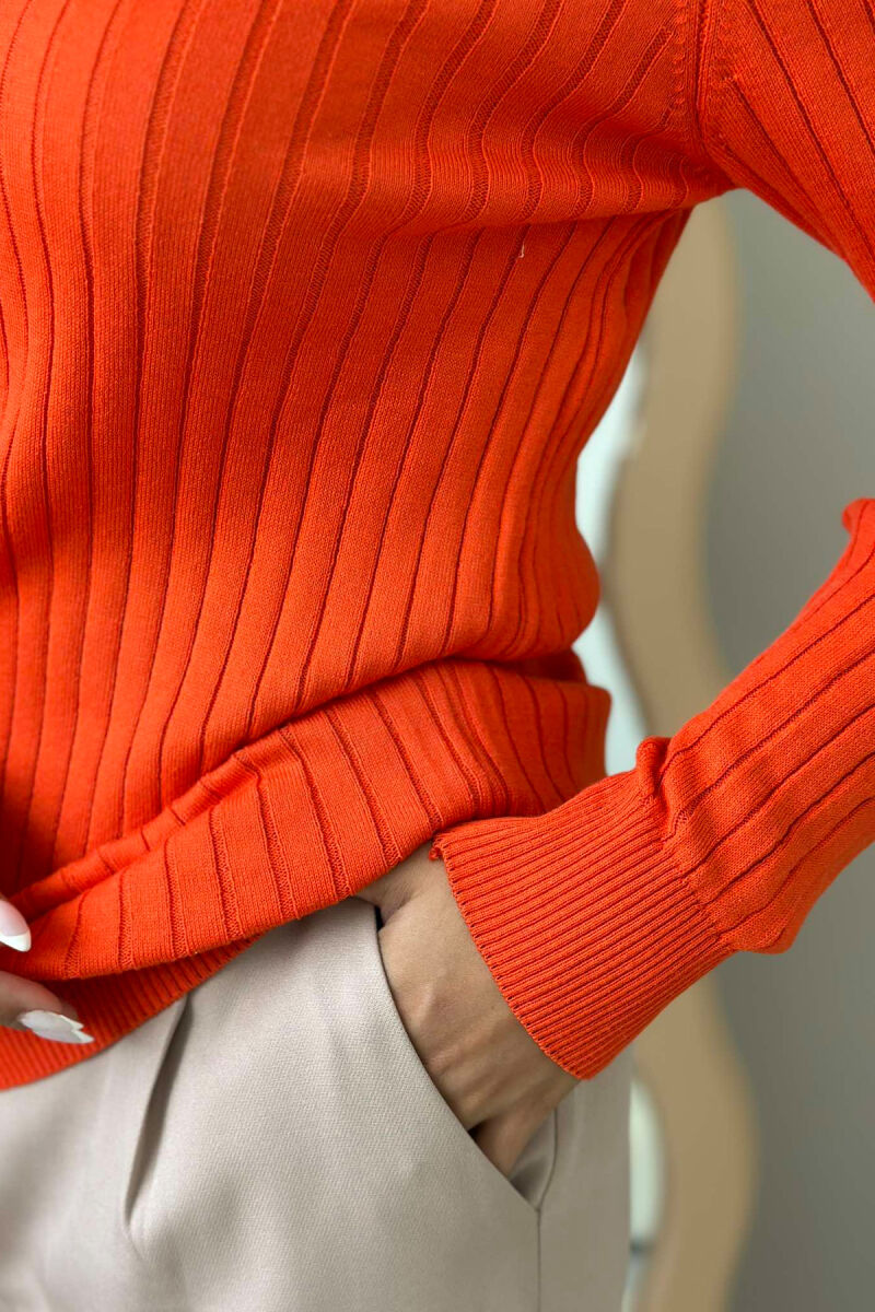 TURTLE NECK ONE COLOR WOMEN SWEATSHIRT ORANGE/PORTOKALLI - 3