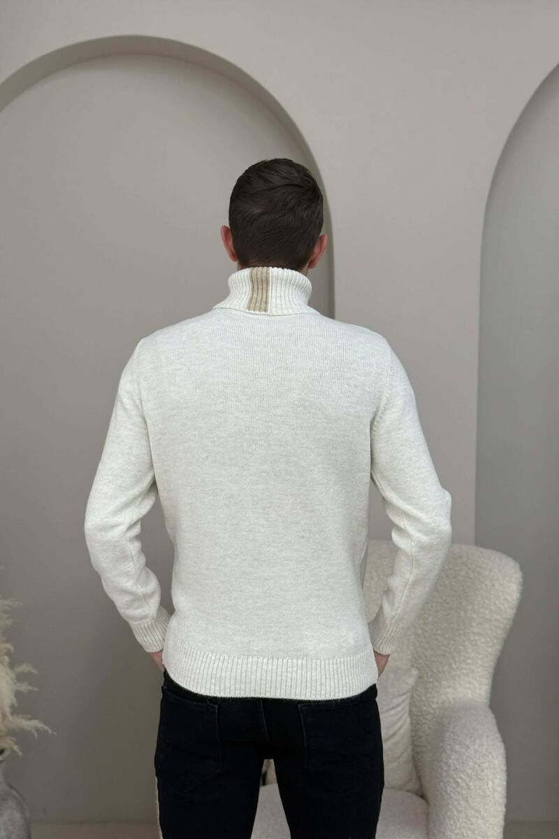 TURTLE NECK SIMPLE MEN SWEATER CREM+BEIGE/KREM+BEZHE - 2