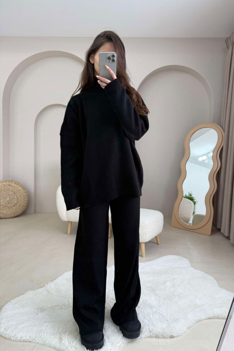 TURTLE NECK SWEATER+SWEATPANTS WOMEN SET BLACK/ E ZEZE - 1