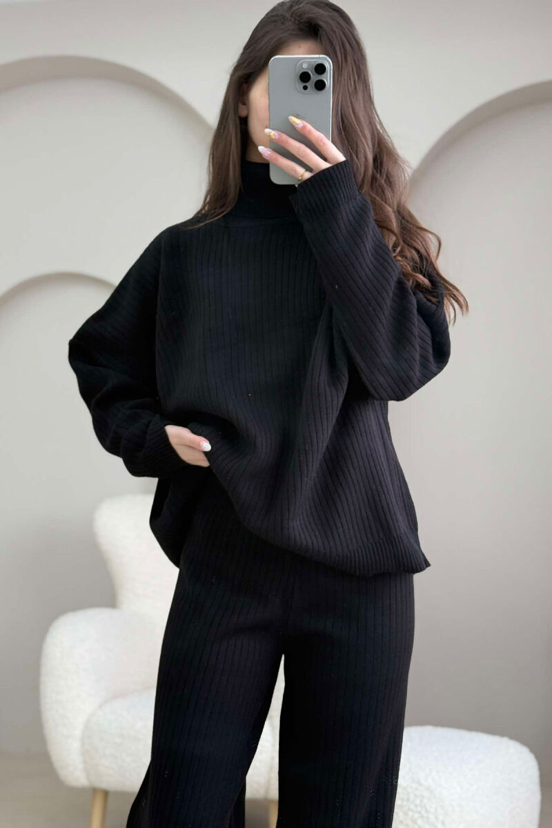 TURTLE NECK SWEATER+SWEATPANTS WOMEN SET BLACK/ E ZEZE - 3