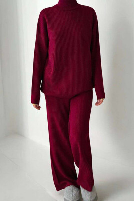 TURTLE NECK SWEATER+SWEATPANTS WOMEN SET BURGUNDY/VISHNJE 