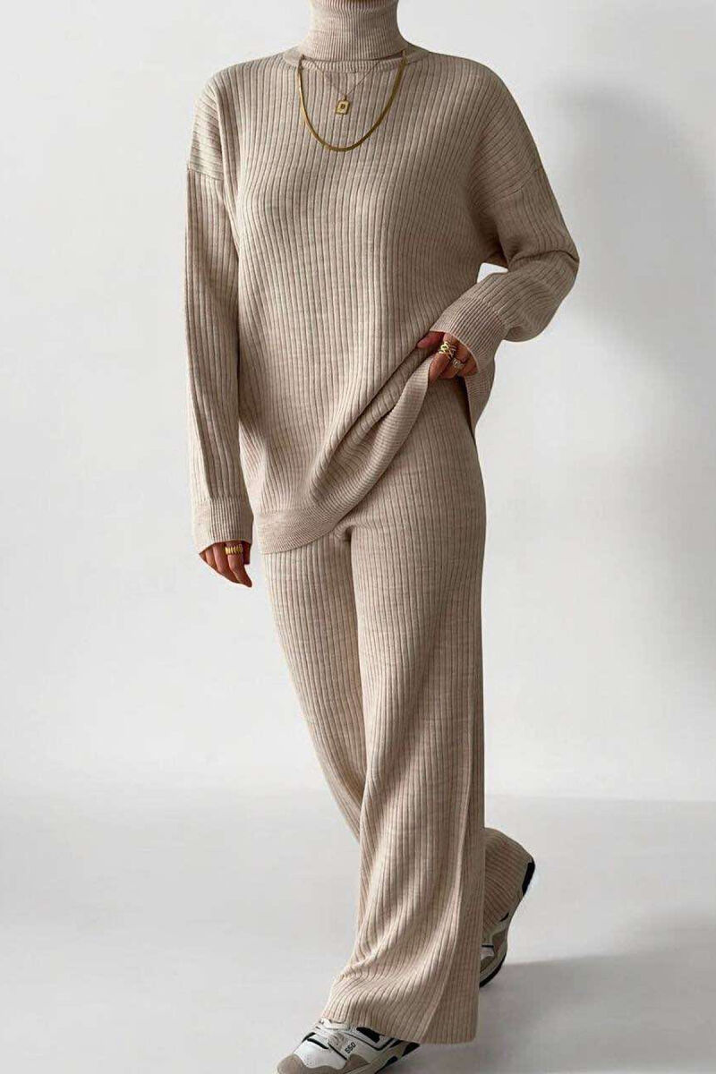 TURTLE NECK SWEATER+SWEATPANTS WOMEN SET LIGHT BEIGE/BZHZB - 2