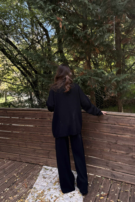 TURTLE NECK SWEATER+TROUSERS WOMEN KNIT SET BLACK/ E ZEZE - 5