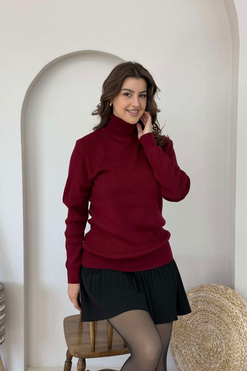 TURTLE NECK WOMEN SWEATSHIRT BURGUNDY/VISHNJE - 3