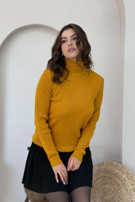 TURTLE NECK WOMEN SWEATSHIRT MUSTARD/MUSTARDE 