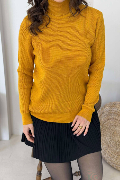 TURTLE NECK WOMEN SWEATSHIRT MUSTARD/MUSTARDE - 4