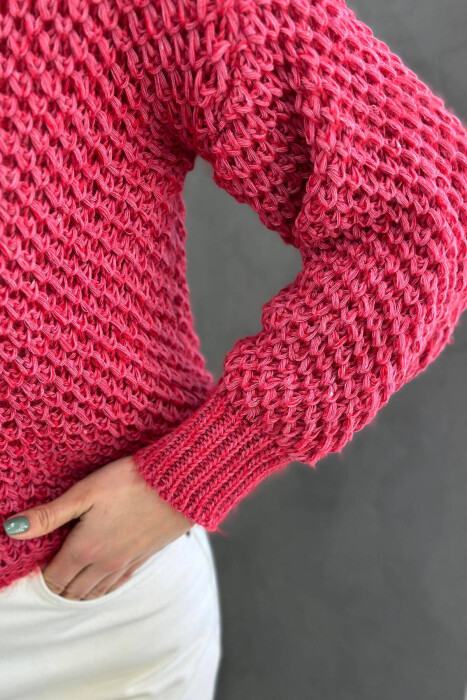 TURTLENECK ONE COLOR SIMPLE WOMAN SWEATER BURGUNDY/VISHNJE - 3