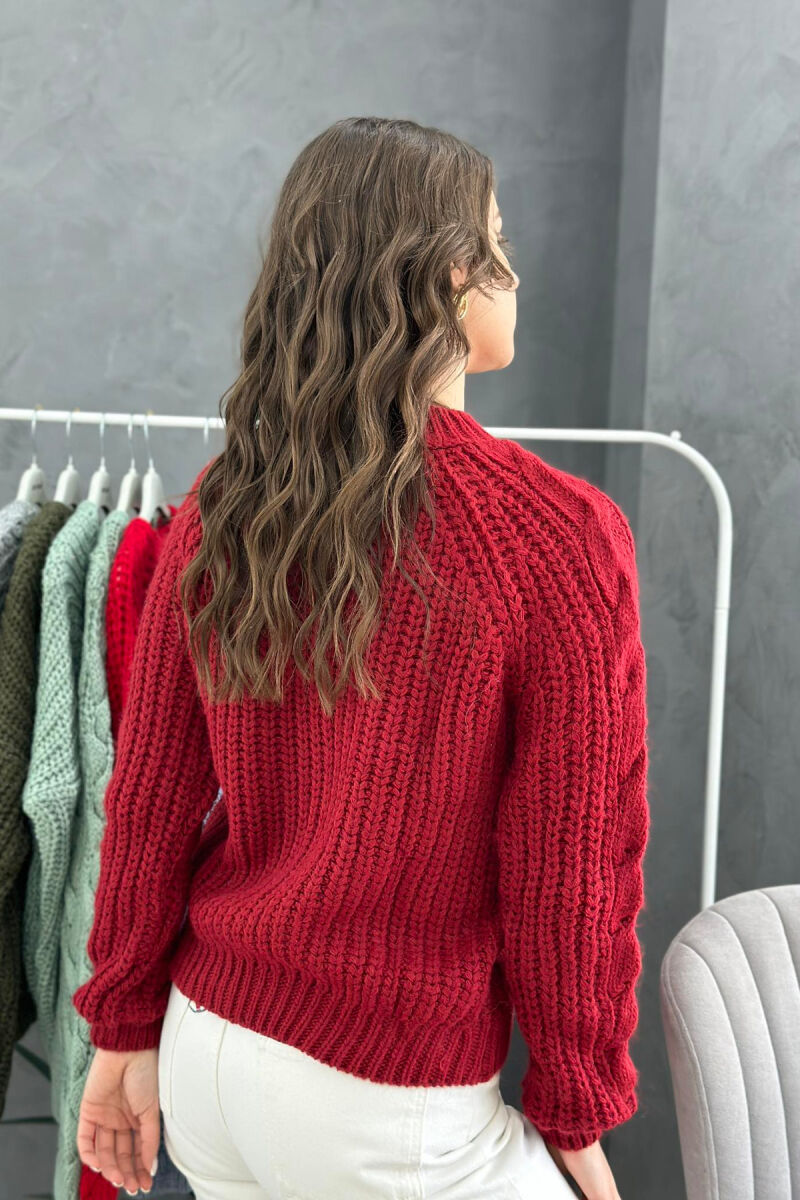 TURTLENECK ONE COLOR SIMPLE WOMAN SWEATER BURGUNDY/VISHNJE - 2